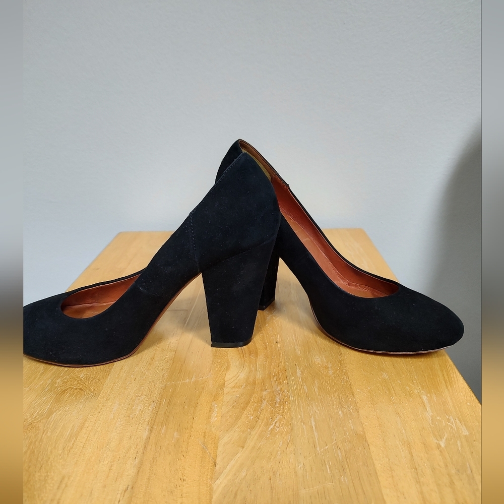 Madewell | Frankie Pump Black Suede Leather Heels Round Toe Style 04711 Size 8 - Picture 2 of 5